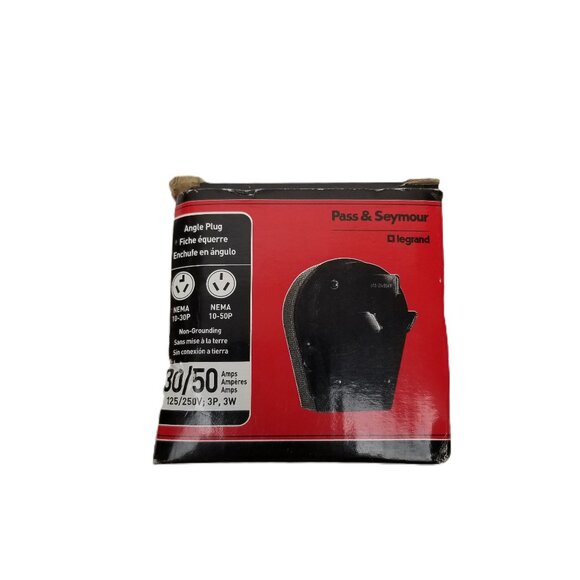 Pass & Seymour Legrand 30/50 Amp Angle Plug 304B Black Dryer Range Dual Function - Picture 2 of 12